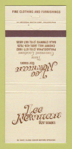 Matchbook Cover - Lee Mewman Men's Clothes Philadelphia PA Bala Cynwyd 30 Strike