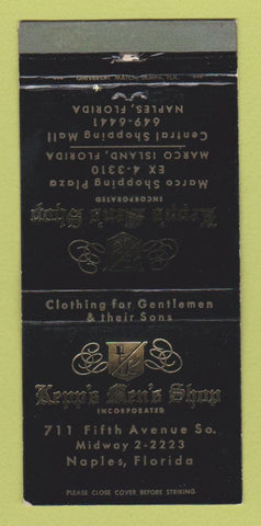 Matchbook Cover - Kepp's Men's Clothes Naples Marco Island FL 30 Strike