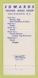 Matchbook Cover - Edwards Men's Clothes Golsboro NC 30 Strike