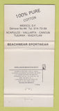 Matchbook Cover - Cocaine Clothes Beach Acapulco Vallarta Mexico 30 Strike