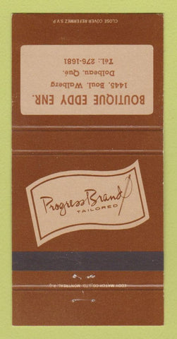Matchbook Cover - Progress Men's Clothes Boutique Eddy Dolbeau QC 30 Strike