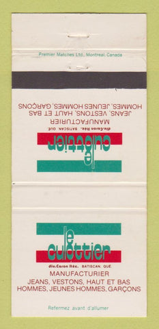 Matchbook Cover - Le Culottier Jeans Clothes Batiscan QC 30 Strike