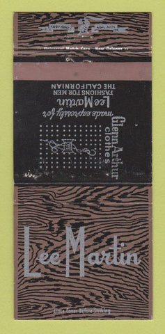 Matchbook Cover - Lee Martin Men's Clothes Orange Port Arthur TX LA 30 Strike
