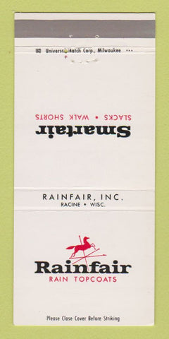 Matchbook Cover - Rainfair Rain Coats Racine WI clothes 30 Strike