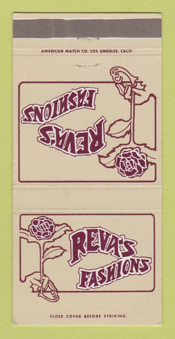 Matchbook Cover - Reva's Fashions Clothes Pasadena Arcadia CA 30 Strike
