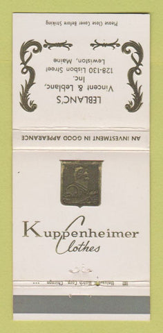 Matchbook Cover - Kuppenheimer Men's Clothes Leblanc's Lewiston ME 30 Strike