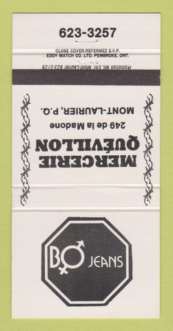 Matchbook Cover - Bo Jeans Mont Laurier QC clothes Quevillon 30 Strike