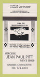 Matchbook Cover - Mercerie Jean Paul Pitt St Hyacinthe QC Clothes #2 30 Strike