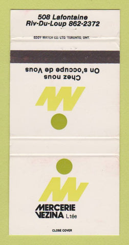 Matchbook Cover - Mercerie Vezina Clothes Riviere Du Loup QC 30 Strike