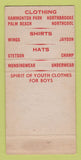 Matchbook Cover - Marx Bros Men's Clothes Sunbury PA 30 Strike