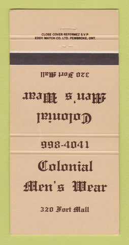 Matchbook Cover - Colonial Men's Clothes WEAR 30 Strike