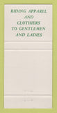 Matchbook Cover - Meyers Lexington KY Horse Riding Clothes 30 Strike