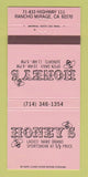 Matchbook Cover - Honey's Women's Clothes Rancho Mirage CA 30 Strike
