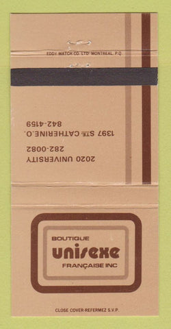 Matchbook Cover - Unisexe Boutique Clothes Montreal? QC 30 Strike