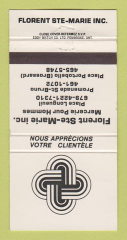 Matchbook Cover - Florent Ste Marie Clothes Longueuil Brossard QC WEAR 30 Strike