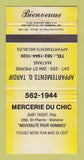 Matchbook Cover - Mercerie Du Chic Men's Clothes Matane QC YELLOW WEAR 30 Strike