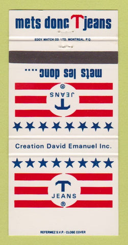 Matchbook Cover - T Jeans Mets Les Donc QC Davis Emanuel 30 Strike