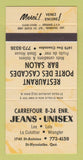 Matchbook Cover - Carrefour 8 24 Jeans St Hyacinthe QC YELLOW 30 Strike