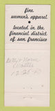 Matchbook Cover - Daniels Women's Clothes San Francisco CA WEAR 30 Strike