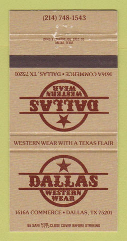 Matchbook Cover - Dallas Western Clothes TX 30 Strike