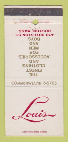 Matchbook Cover - Louis Men's Clothes Boston MA 30 Strike