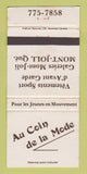 Matchbook Cover - Au Coin de la Mode Mont Joli QC WEAR 30 Strike