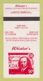 Matchbook Cover - Whistler's Clothes Toronto? ON 30 Strike