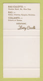 Matchbook Cover - Betty Carolle Clothes QC SAMPLE WEAR 30 Strike