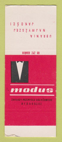 Matchbook Cover - Modus Bydgoszcz Poland Clothes SAMPLE WEAR