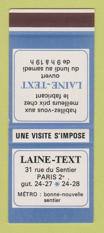 Matchbook Cover - Laine Text Paris France Blothes SAMPLE