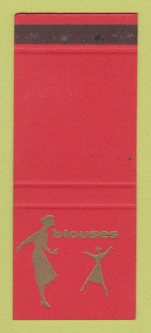 Matchbook Cover - Blouses Clothes Lyon France  RED