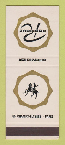 Matchbook Cover - Rodrigue Chemisier Clothes Paris France SAMPLE