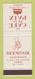 Matchbook Cover Seymour Shirt Makers Clothes Cafe De LA Paix Paris France SAMPLE