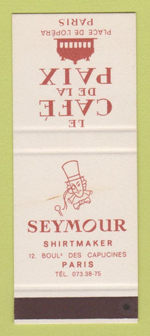 Matchbook Cover Seymour Shirt Makers Clothes Cafe De LA Paix Paris France SAMPLE