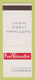 Matchbook Cover - Paul Vaissellet Vetements Impermeables Lyon France SAMPLE