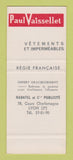 Matchbook Cover - Paul Vaissellet Vetements Impermeables Lyon France SAMPLE