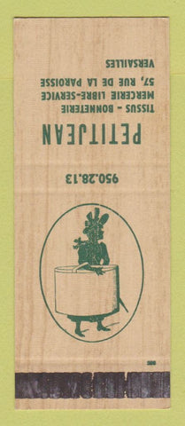 Matchbook Cover - Petitjean Tissus Bonneterie Versailles France WEAR SAMPLE