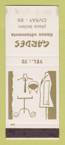 Matchbook Cover - Gardes Tissus Vetements Clothes Civray France SAMPLE WEAR