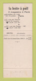 Matchbook Cover - La Boite a Pull Paris France SAMPLE