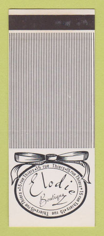 Matchbook Cover - Elodie Boutique Thiers France SAMPLE WEAR