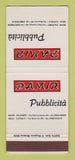 Matchbook Cover - Damir Pubblicita Palermo Catania Italy