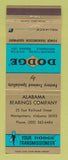 Matchbook Cover - Dodge Transmissions Montgomery AL Bearings