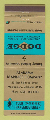 Matchbook Cover - Dodge Transmissions Montgomery AL Bearings