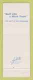 Matchbook Cover - Mack Semi Trucks Bridgewater NJ Atlanta GA Harrisburg PA