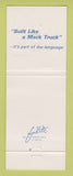 Matchbook Cover - Mack Semi Trucks Billings MT