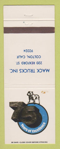 Matchbook Cover - Mack Semi Trucks Colton CA WORN