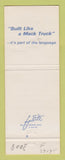 Matchbook Cover - Mack Semi Trucks Cleveland OH