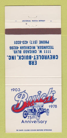 Matchbook Cover - 1978 Buick Erb Chevrolet Tecumseh MI 30 Strike