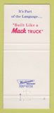 Matchbook Cover - Mack Trucks Allentown PA Semi 30 Strike
