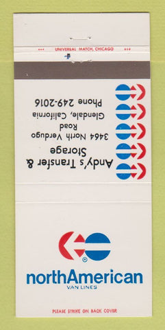Matchbook Cover - North American Van Lines Trucking Glendale CA 30 Strike